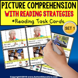 READING COMPREHENSION Task Cards with Pictures “Task Box Filler” for Autism